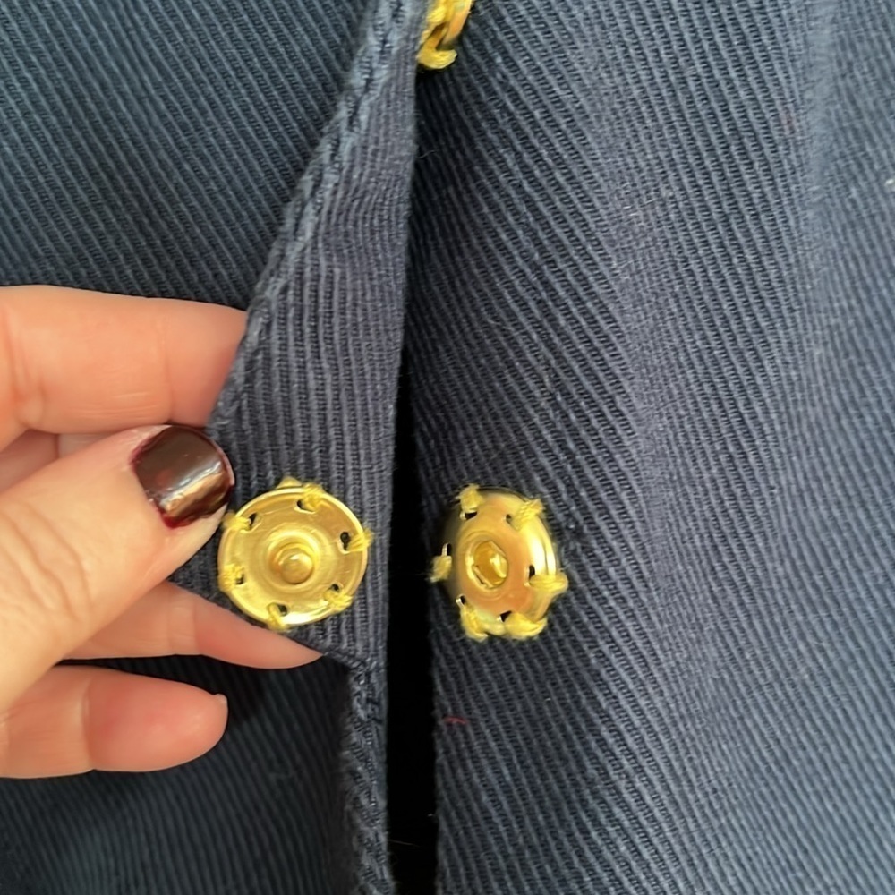 SIMPLY VERA by Vera Wang Navy Blue Thin Wale Corduroy Collarless Jkt, Small, GUC - Picture 11 of 12